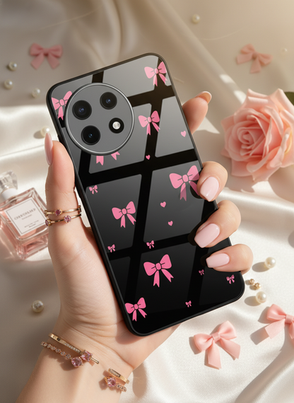 Glam Bow Premium Glass Back Cover For One Plus 13, 12, 11, 10, Nord Series