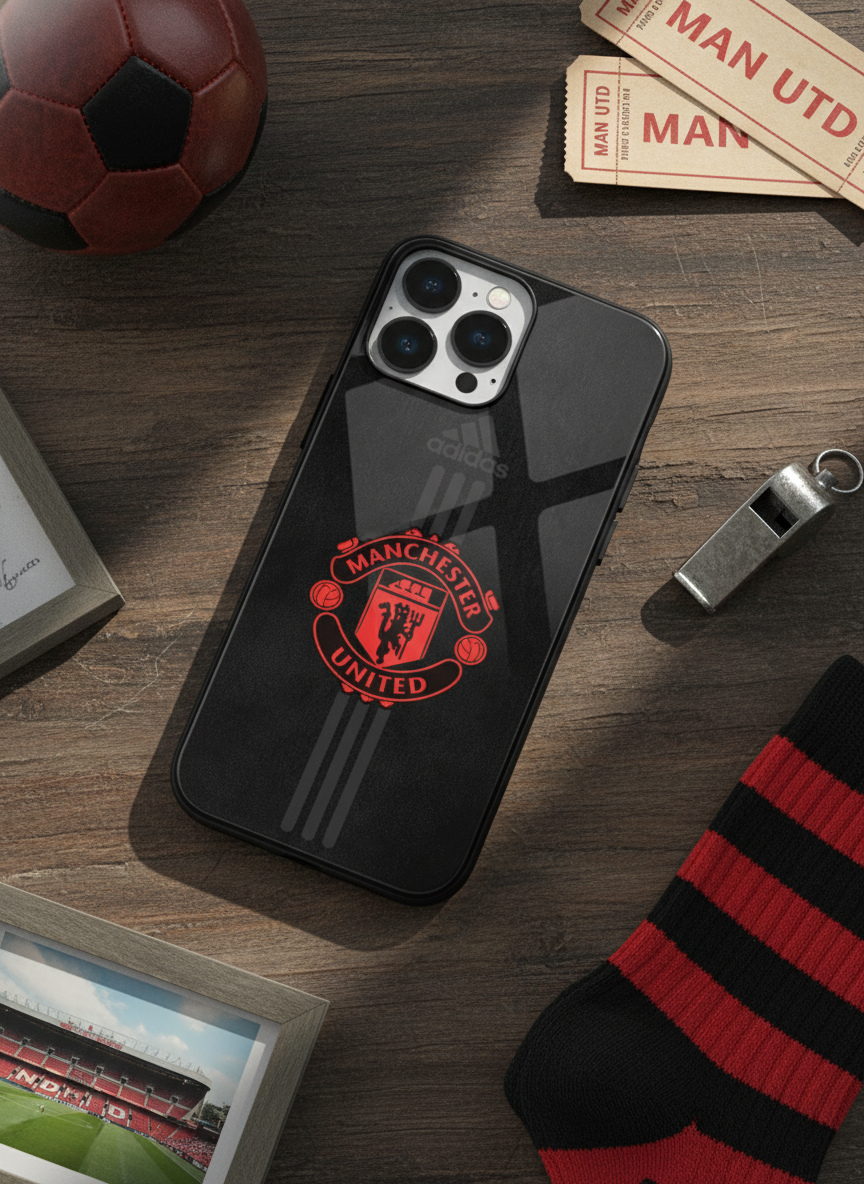 Dark Mode FC Premium Glass Back Cover For iPhone 11-17 Models