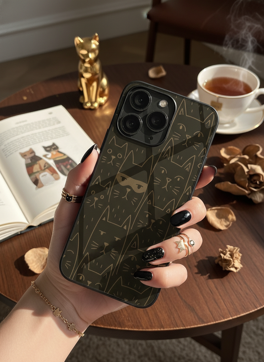 Meow You Too Premium Glass Back Cover For iPhone 11-17 Models
