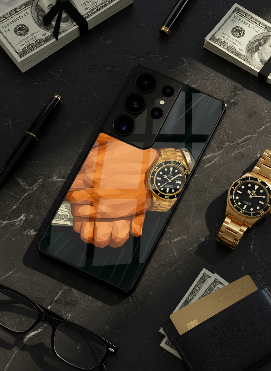 Money Matters Premium Glass Back Cover For Galaxy S, A, M & F Series
