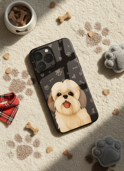 Fluffy Love Premium Glass Back Cover For iPhone 11-17 Models