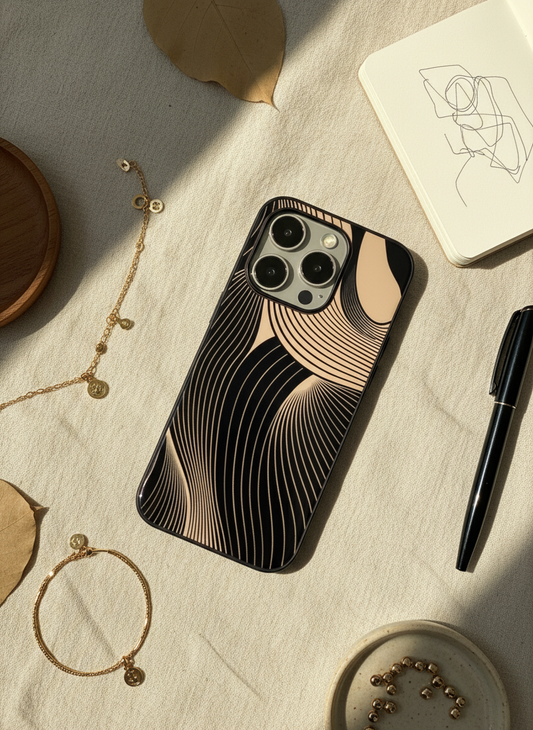 Aesthetic Swirls Premium Glass Back Cover For iPhone 11-17 Models