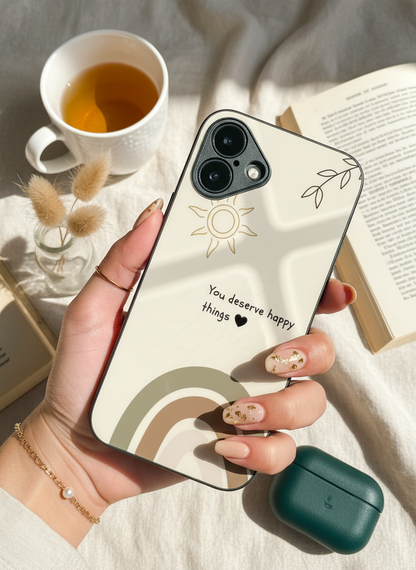 Happy Things Premium Glass Back Cover For iPhone 11-17 Models