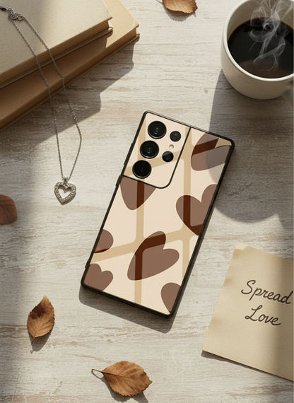 Chocolate Hearts  Premium Glass Back Cover For Galaxy S, A, M & F Series