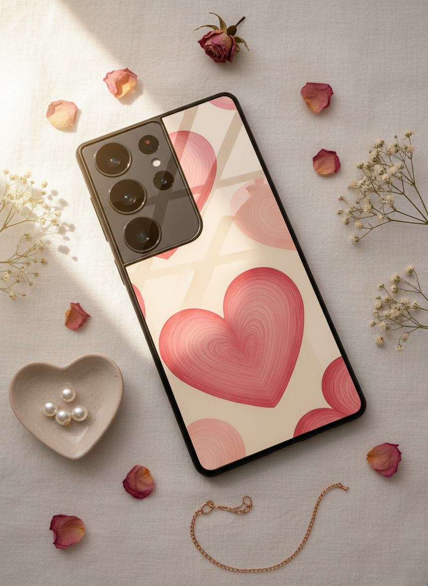 The Candy Hearts Premium Glass Back Cover For Galaxy S, A, M & F Series