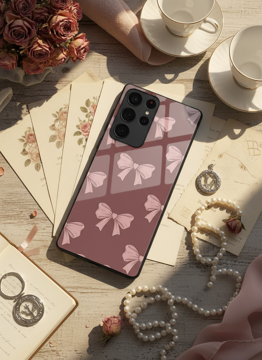 Blush Knots Premium Glass Back Cover For Galaxy S, A, M & F Series