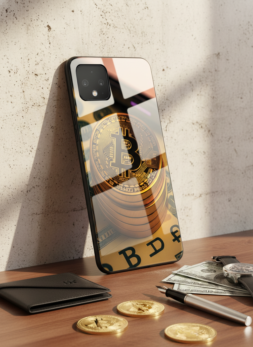 Bitcoin Blaze Premium Glass Back Cover For Google Pixel 7,8,9,10 Series