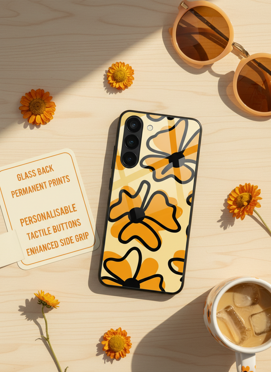 Crayon Petals Premium Glass Back Cover For Galaxy S, A, M & F Series