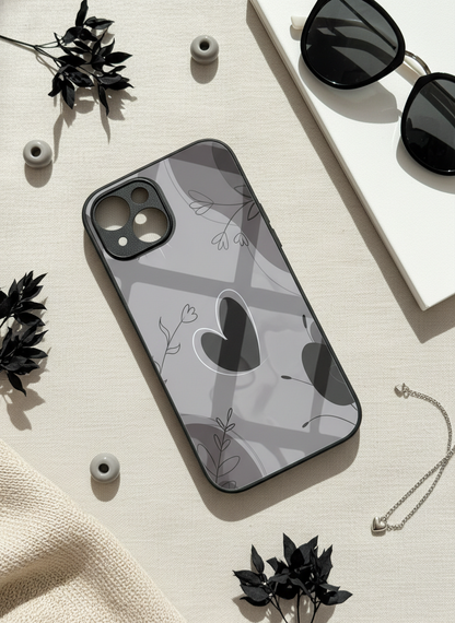 Muted Hearts Premium Glass Back Cover For iPhone 11-17 Models