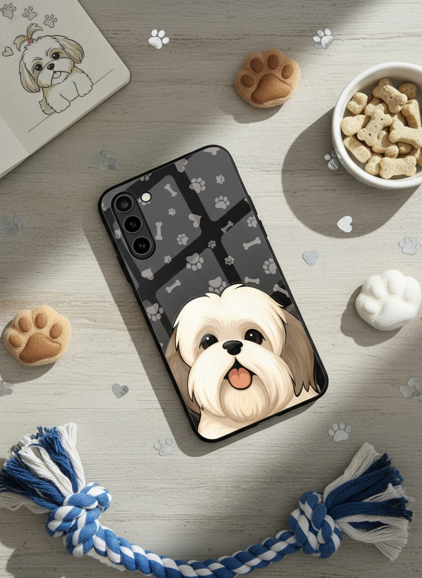 Fluffy Love Premium Glass Back Cover For Galaxy S, A, M & F Series