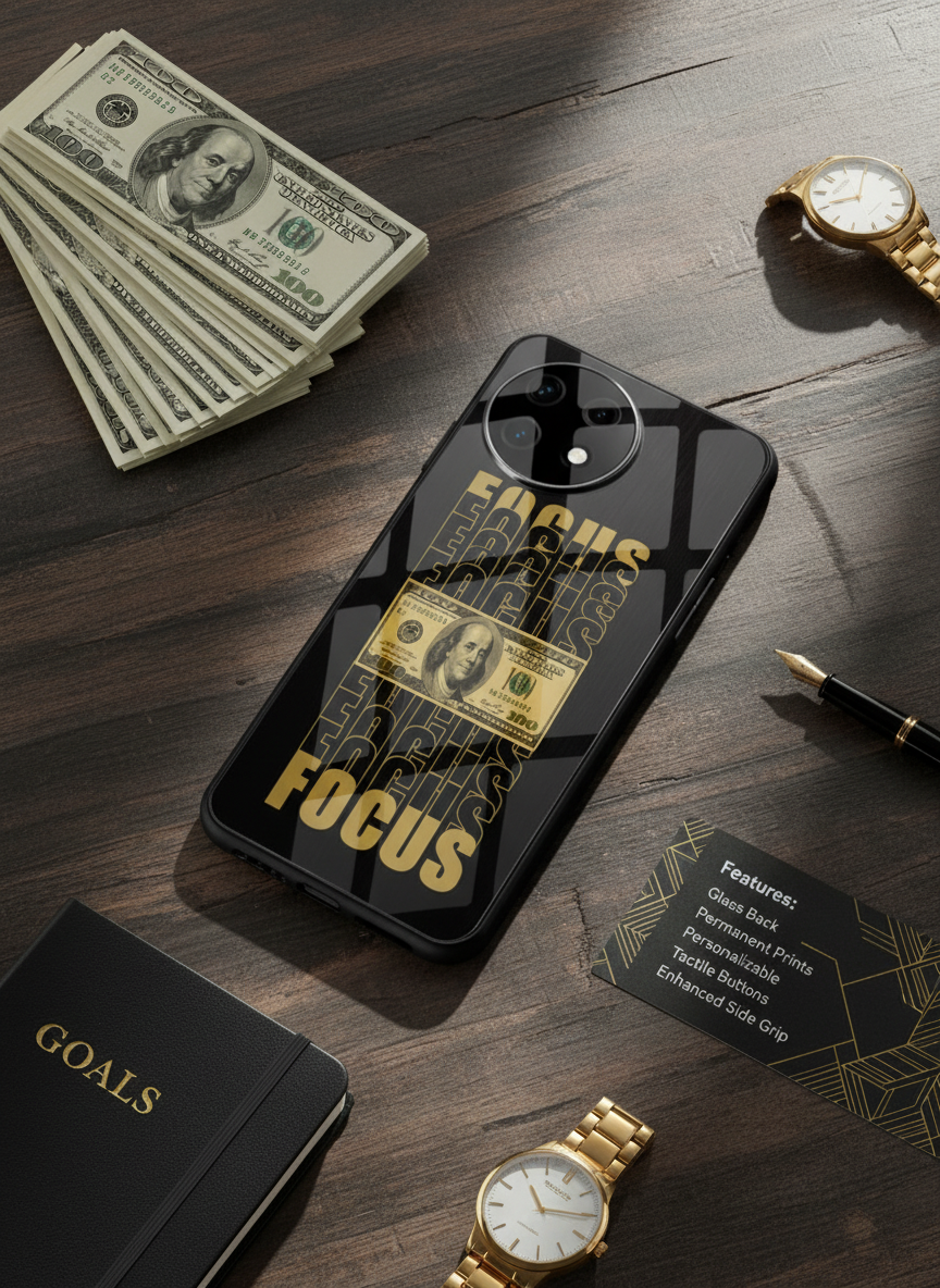 Level Up Focus Premium Glass Back Cover For One Plus 13, 12, 11, 10, Nord Series