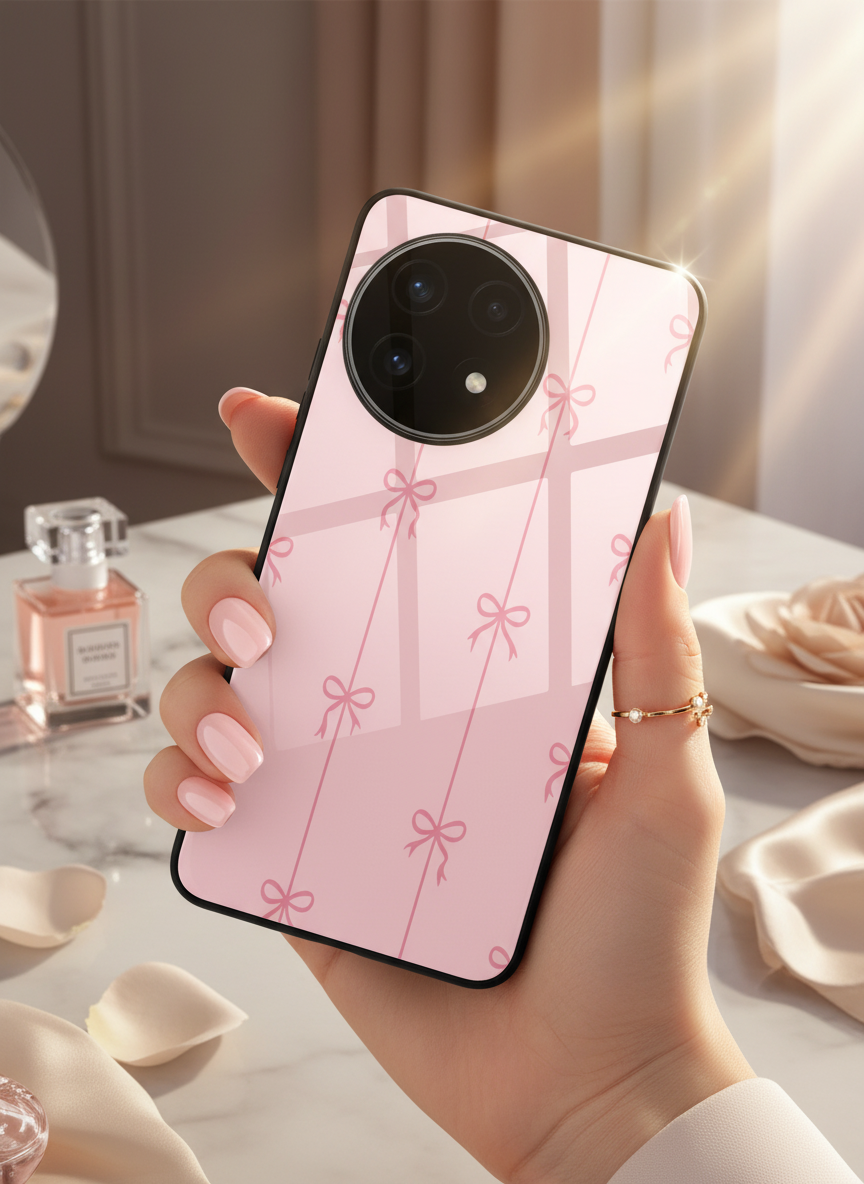 Bows Stripes Premium Glass Back Cover For One Plus 13, 12, 11, 10, Nord Series