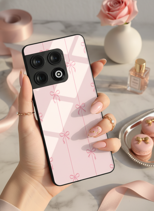 Bows Stripes Premium Glass Back Cover For One Plus 13, 12, 11, 10, Nord Series