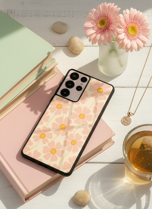 Cherry Blossom Premium Glass Back Cover For Galaxy S, A, M & F Series