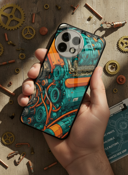 Aesthetic Engine-ry Premium Glass Back Cover For One Plus 13, 12, 11, 10, Nord Series