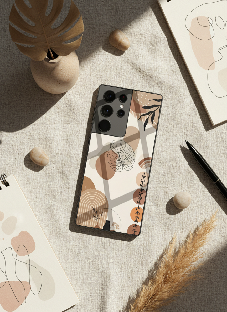 Organic Aura Premium Glass Back Cover For Galaxy S, A, M & F Series