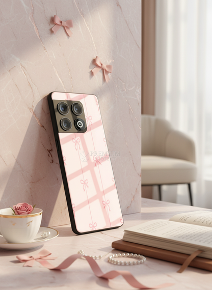 Bows Stripes Premium Glass Back Cover For One Plus 13, 12, 11, 10, Nord Series