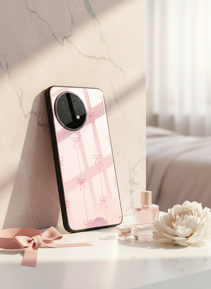 Bows Stripes Premium Glass Back Cover For One Plus 13, 12, 11, 10, Nord Series