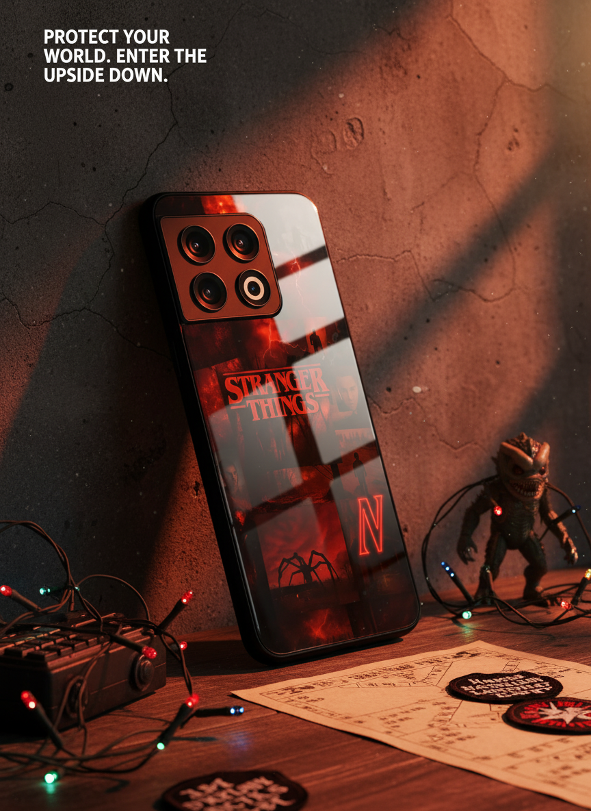 STRANGER THINGS- Red Realm Edit Premium Glass Back Cover For One Plus 13, 12, 11, 10, Nord Series