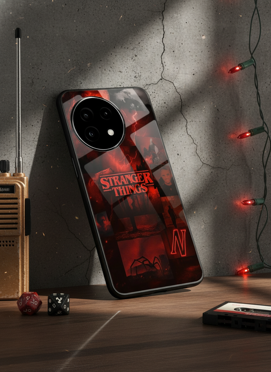 STRANGER THINGS- Red Realm Edit Premium Glass Back Cover For One Plus 13, 12, 11, 10, Nord Series