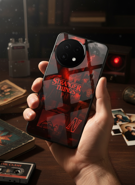 STRANGER THINGS- Red Realm Edit Premium Glass Back Cover For One Plus 13, 12, 11, 10, Nord Series