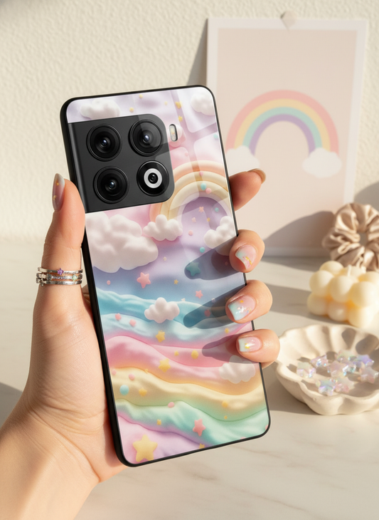 Whimsy Clouds Glass Back Cover For One Plus 13, 12, 11, 10, Nord Series