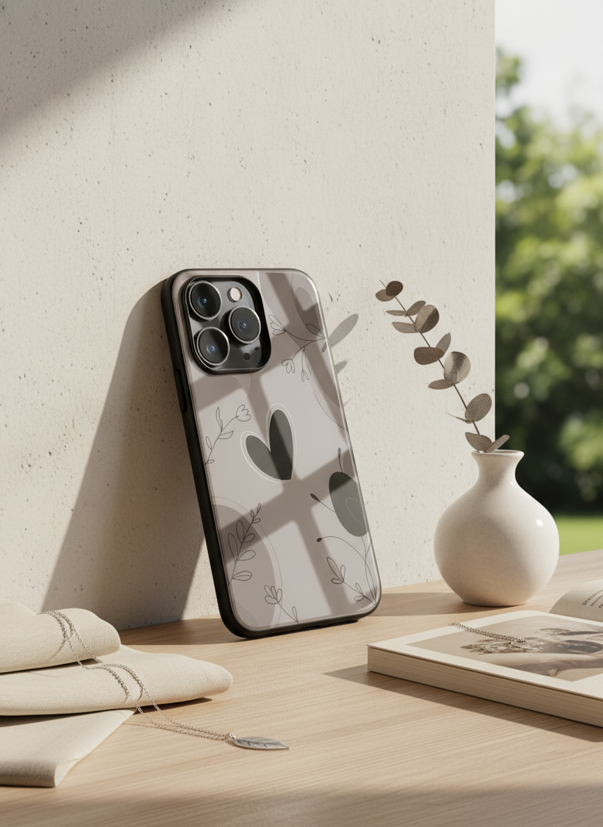 Muted Hearts Premium Glass Back Cover For iPhone 11-17 Models