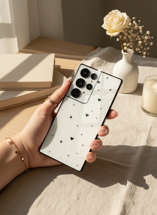 Minimal Love Premium Glass Back Cover For Galaxy S, A, M & F Series