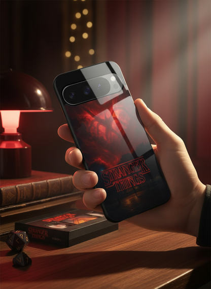 STRANGER THINGS- The Dark Overlord Premium Glass Back Cover For Google Pixel 7,8,9,10 Series