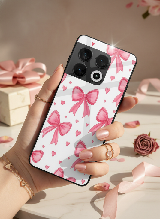Bow Bliss Premium Glass Back Cover For One Plus 13, 12, 11, 10, Nord Series