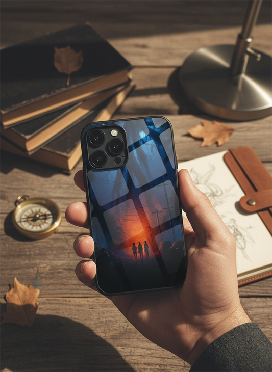 STRANGER THINGS- Shadowrise Premium Glass Back Cover For iPhone 11-17 Models