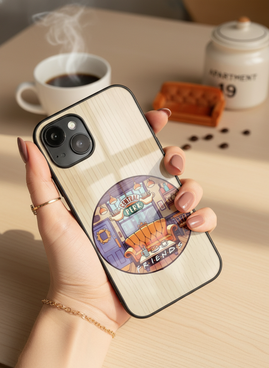 FRIENDS Coffee & Couch Premium Glass Back Cover For iPhone 11-17 Models