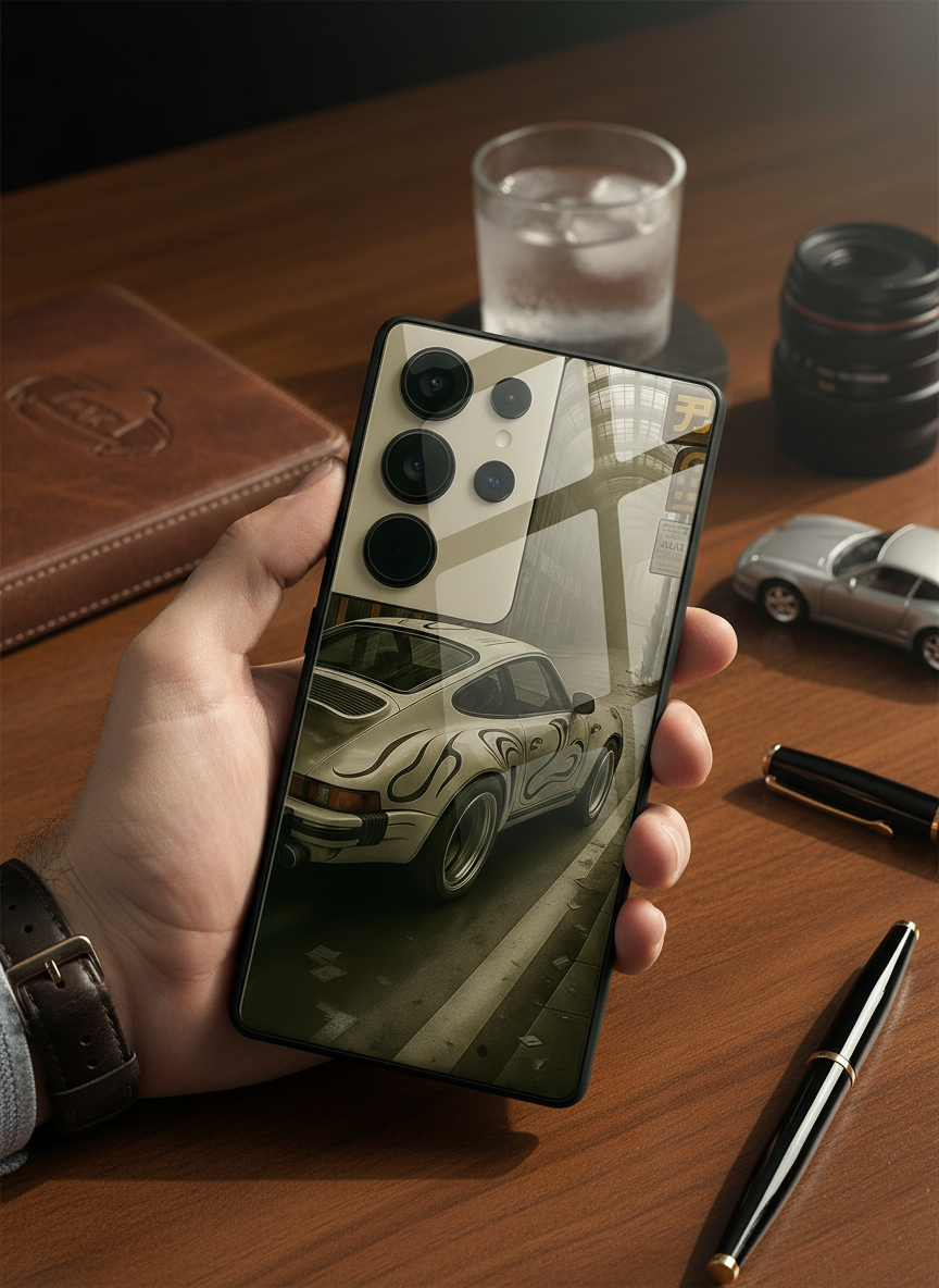 Urban Racer Premium Glass Back Cover For Galaxy S, A, M & F Series