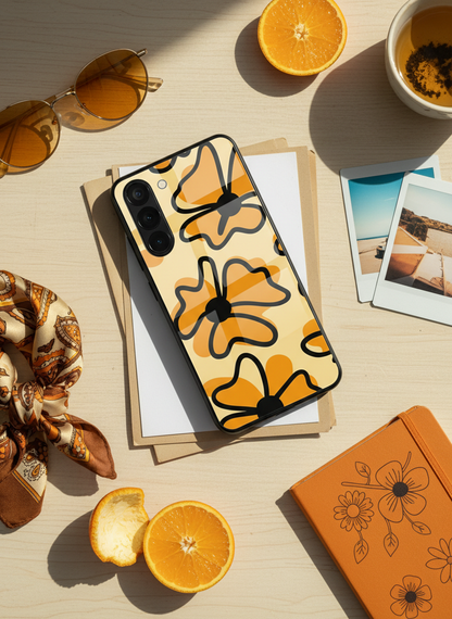 Crayon Petals Premium Glass Back Cover For Galaxy S, A, M & F Series