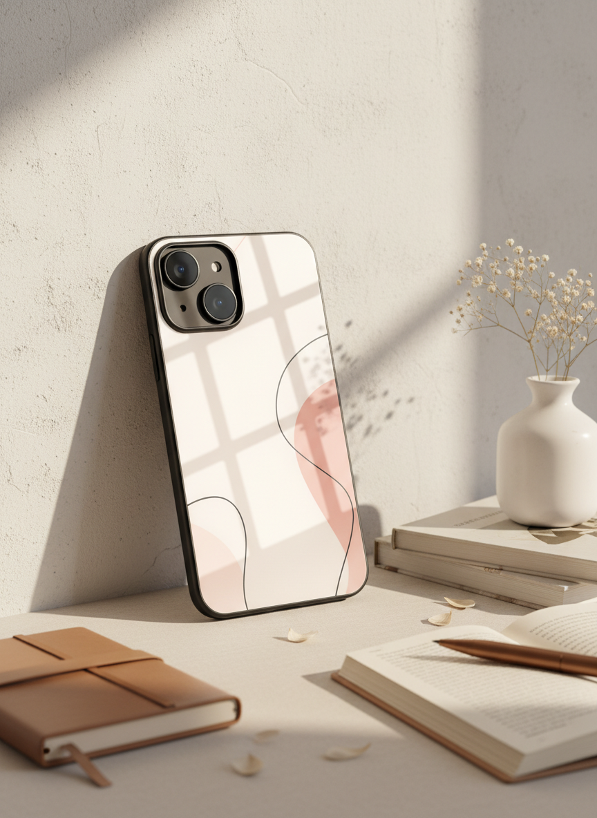 Clean Girl Aesthetics Premium Glass Back Cover For iPhone 11-17 Models