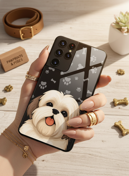 Fluffy Love Premium Glass Back Cover For Galaxy S, A, M & F Series