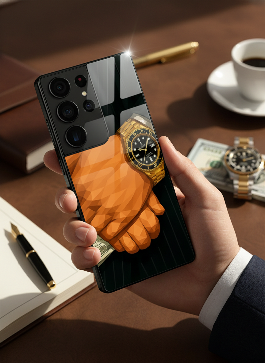 Money Matters Premium Glass Back Cover For Galaxy S, A, M & F Series