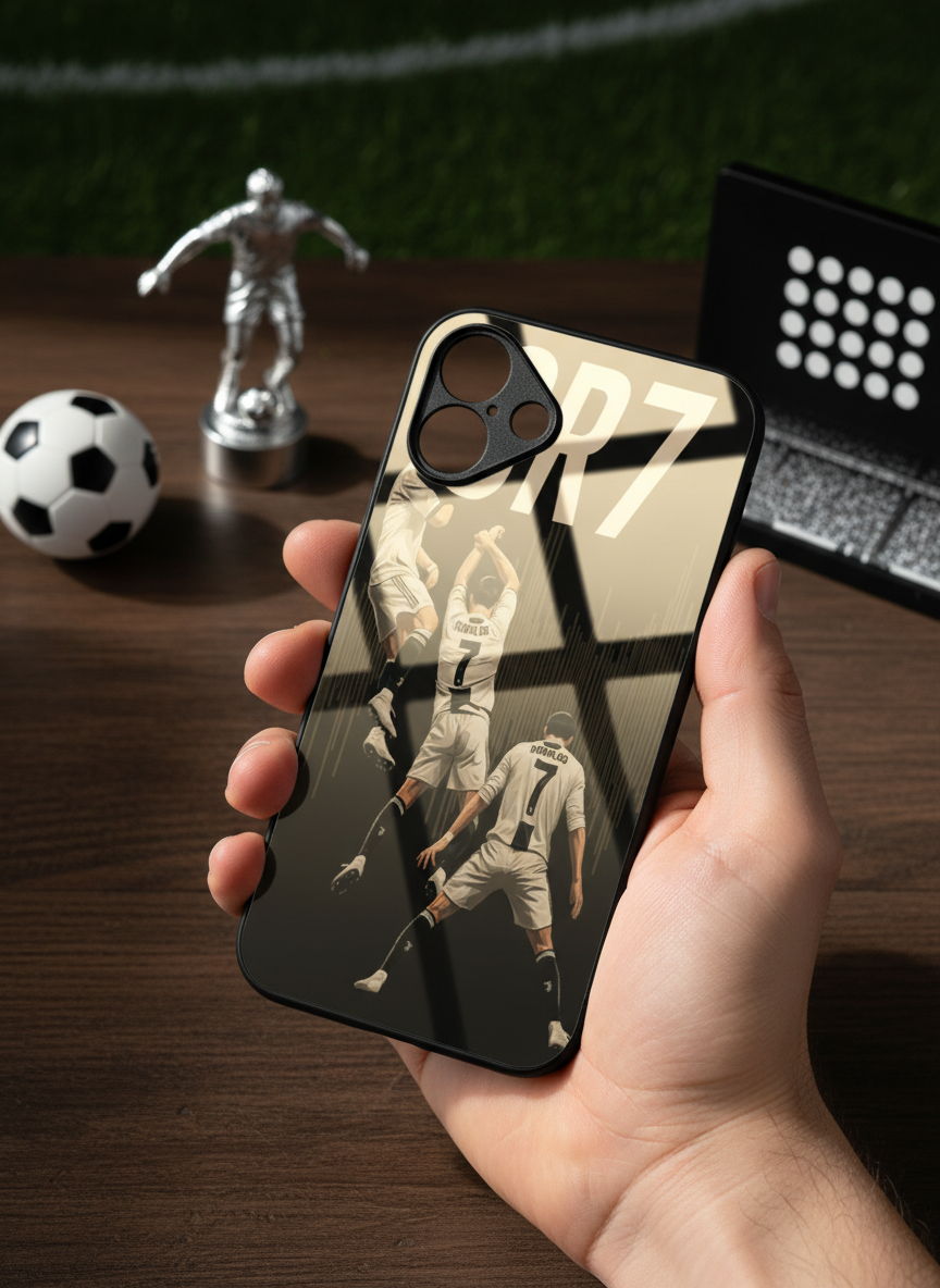 AIR CR7 Premium Glass Back Cover For iPhone 11-17 Models