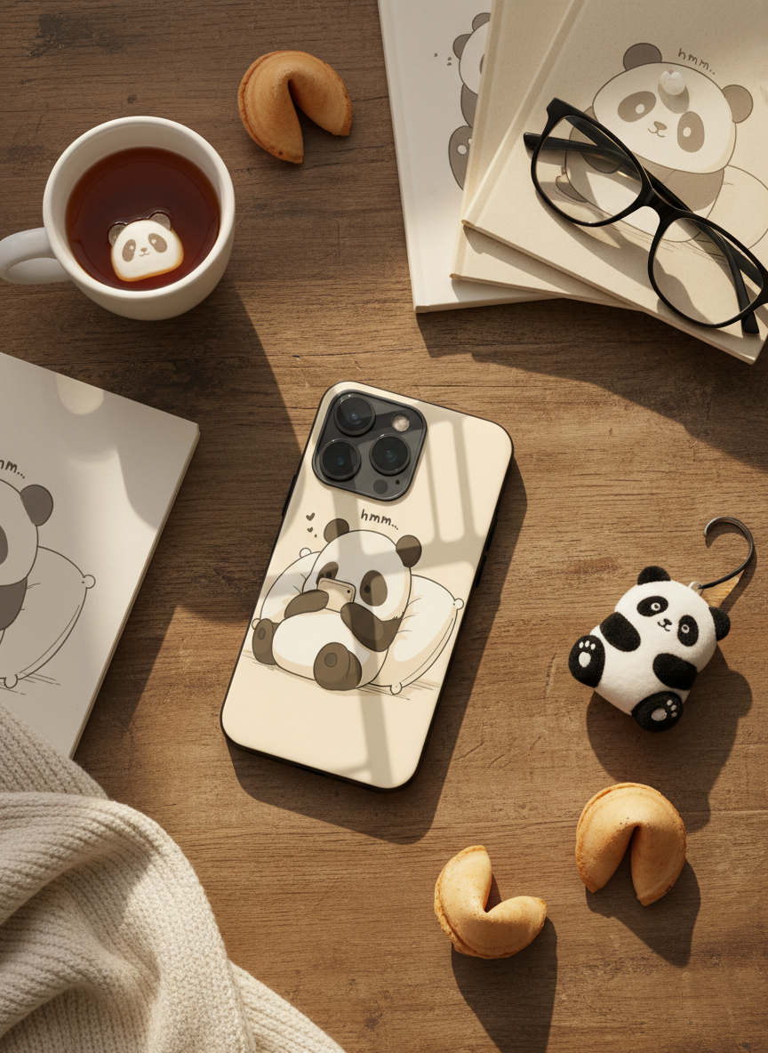 Hmm Panda Premium Glass Back Cover For iPhone 11-17 Models