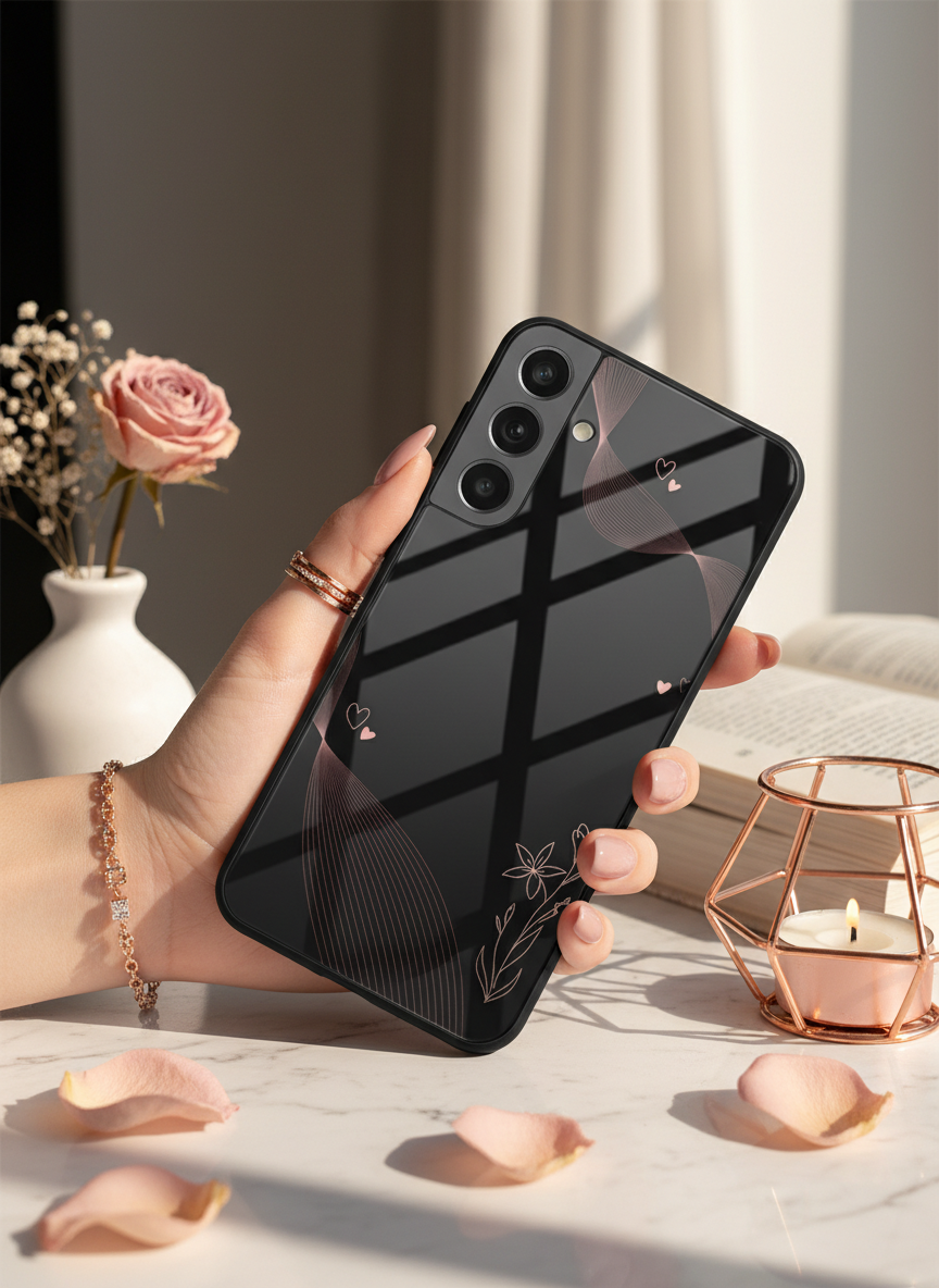 Velvet Bloom Personalised Premium Glass Back Cover For Galaxy S, A, M & F Series