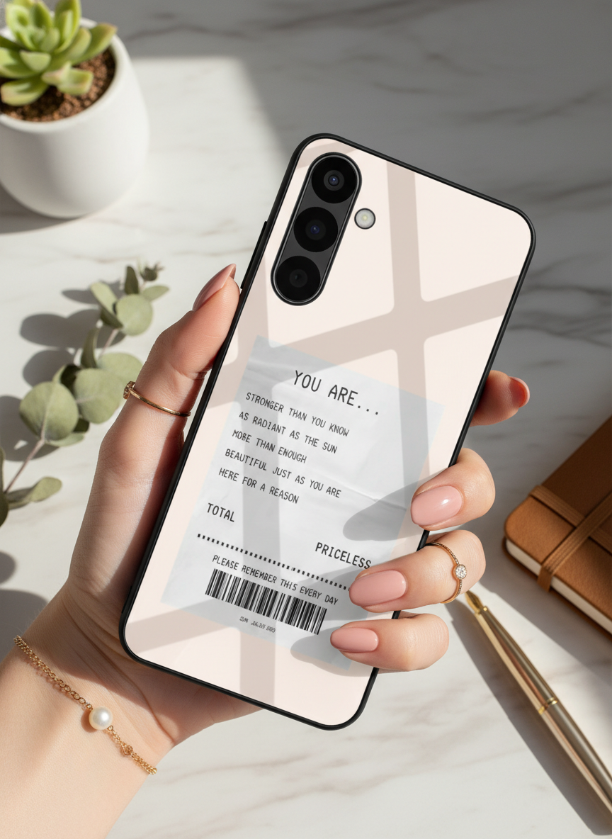 You Are Enough Premium Glass Back Cover For Galaxy S, A, M & F Series