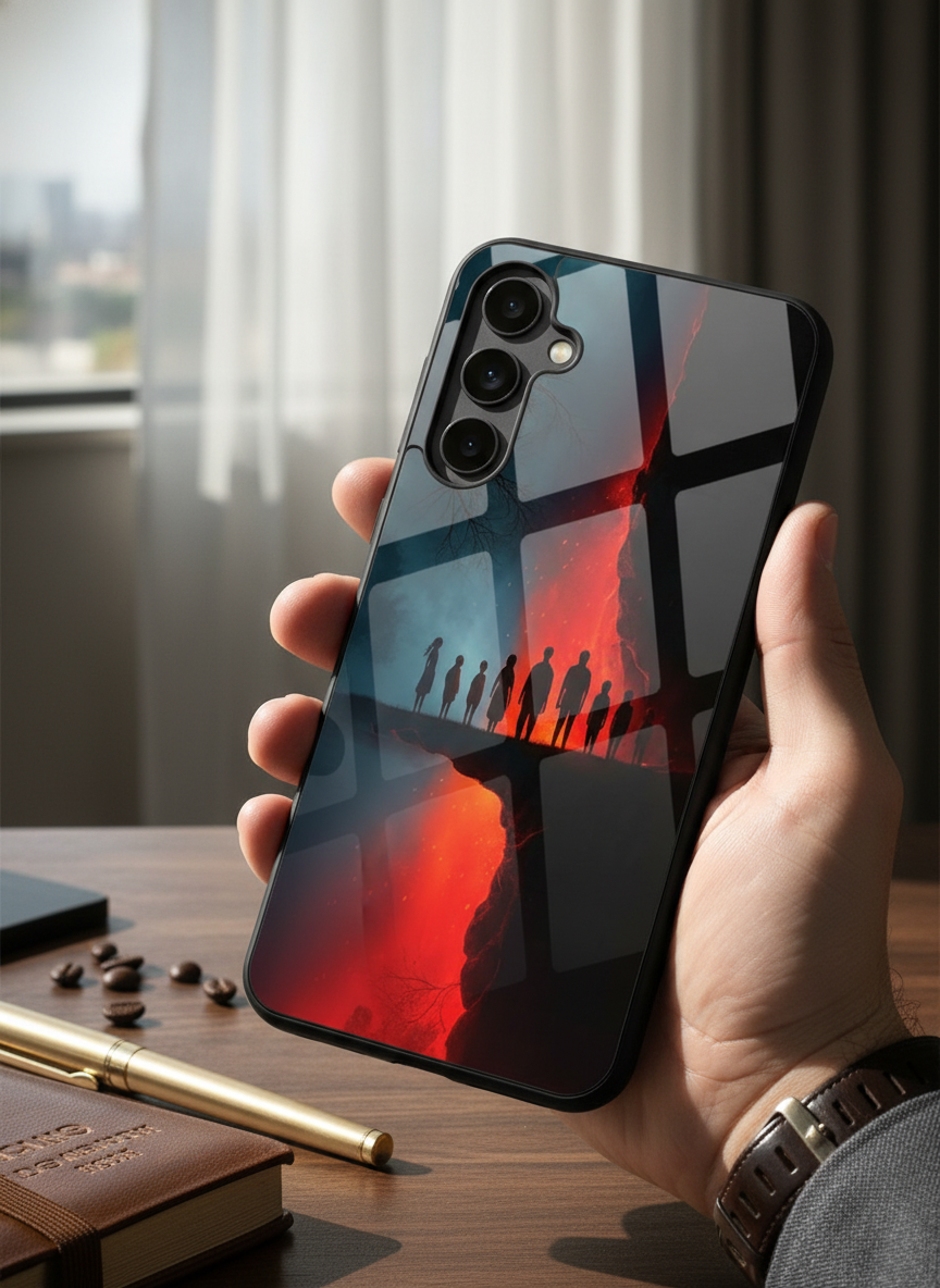 STRANGER THINGS- Parallel Edge Premium Glass Back Cover For Galaxy S, A, M & F Series