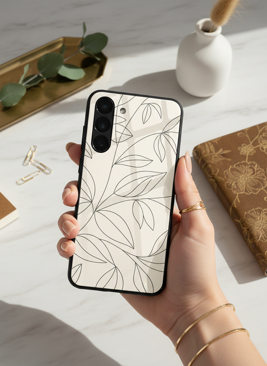The Petal Sketch Premium Glass Back Cover For Galaxy S, A, M & F Series