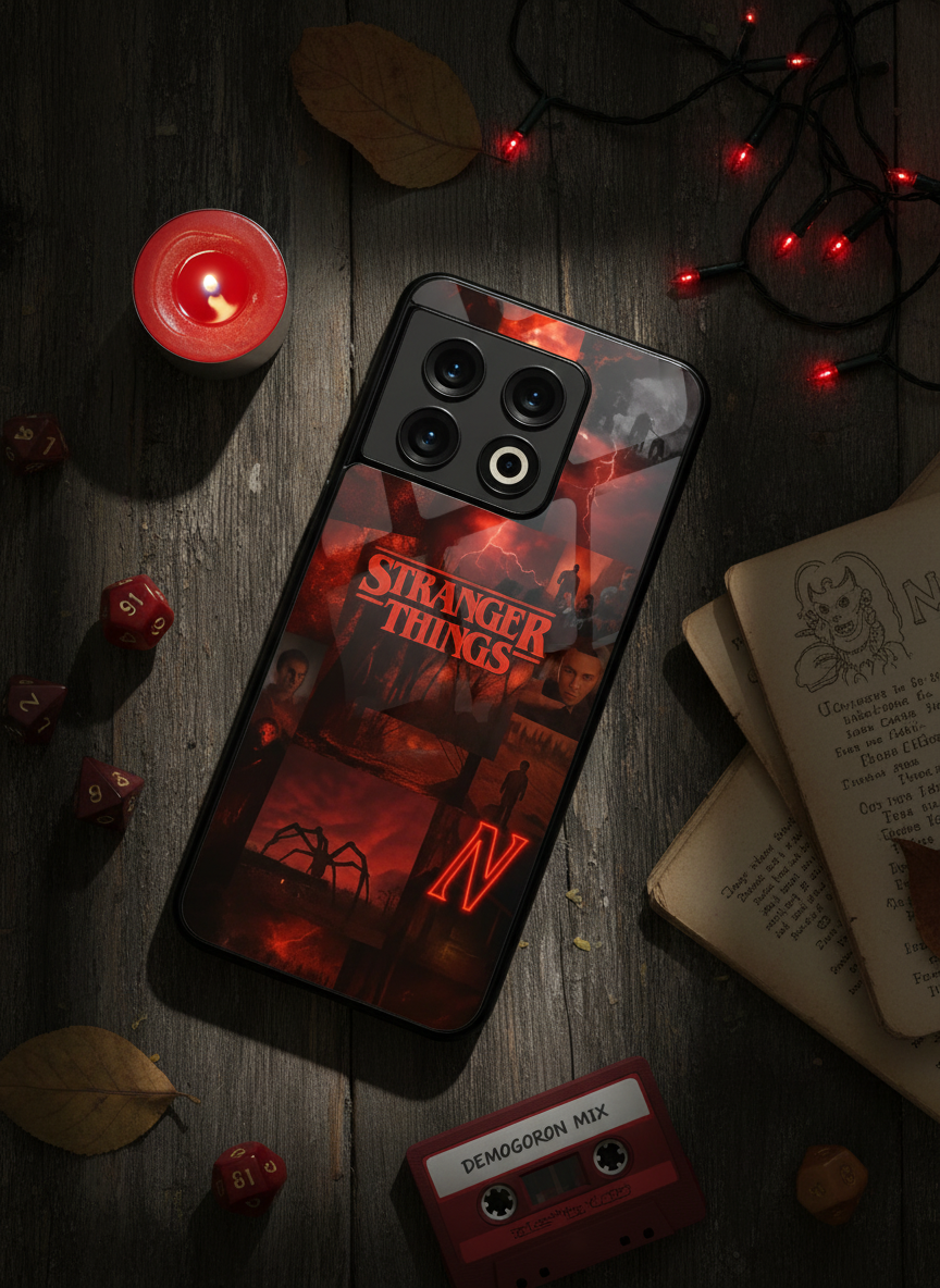 STRANGER THINGS- Red Realm Edit Premium Glass Back Cover For One Plus 13, 12, 11, 10, Nord Series