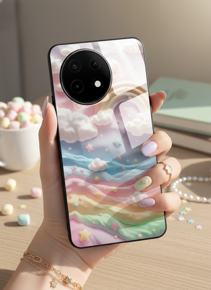Whimsy Clouds Glass Back Cover For One Plus 13, 12, 11, 10, Nord Series