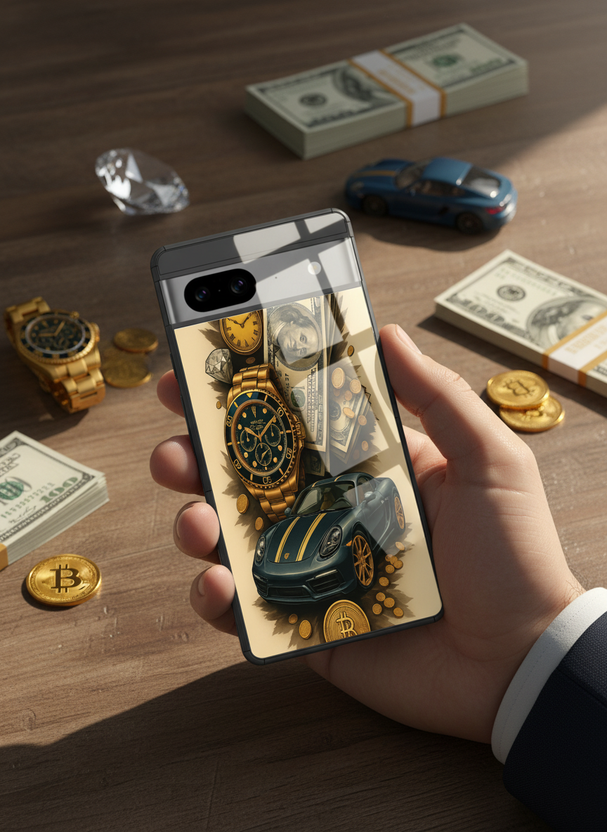 Crypto King Premium Glass Back Cover For Google Pixel 7,8,9,10 Series