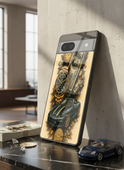 Crypto King Premium Glass Back Cover For Google Pixel 7,8,9,10 Series