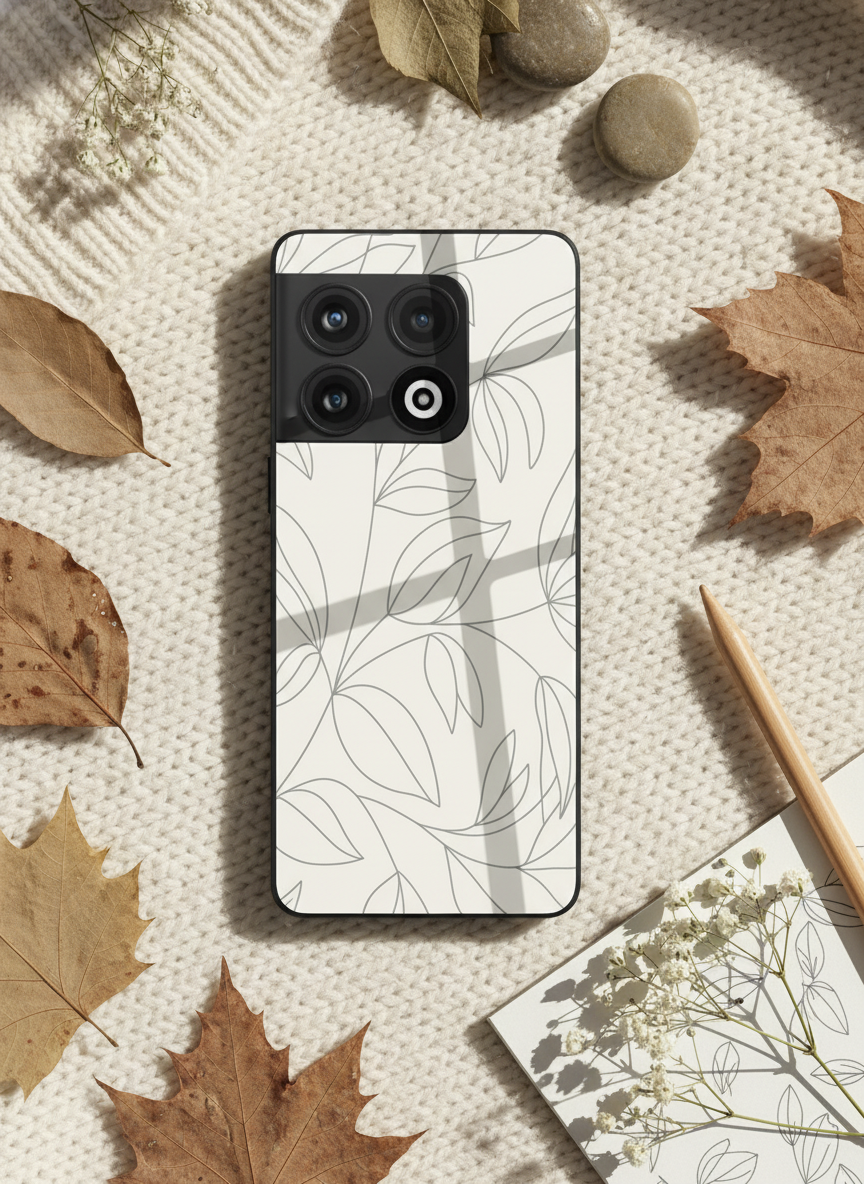 The Petal Sketch Premium Glass Back Cover For One Plus 13, 12, 11, 10, Nord Series