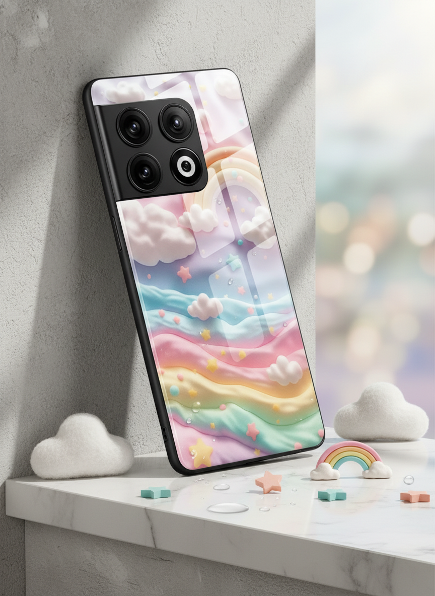Whimsy Clouds Glass Back Cover For One Plus 13, 12, 11, 10, Nord Series