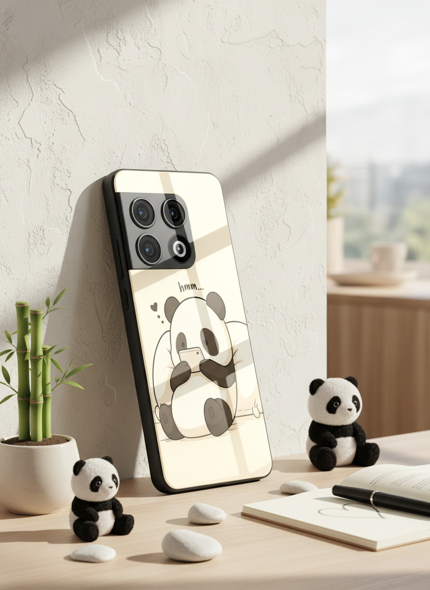 HMM Panda Glass Back Cover For One Plus 13, 12, 11, 10, Nord Series